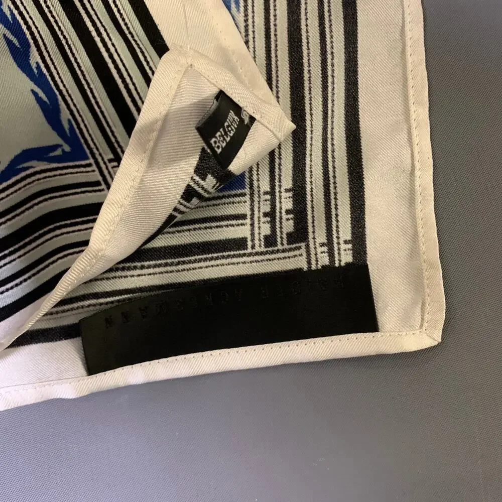 HAIDER ACKERMANN Blue Black & White Floral Silk Scarves